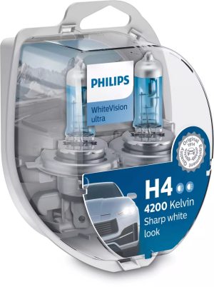 זוג נורות Philips - White Vision Ultra H4