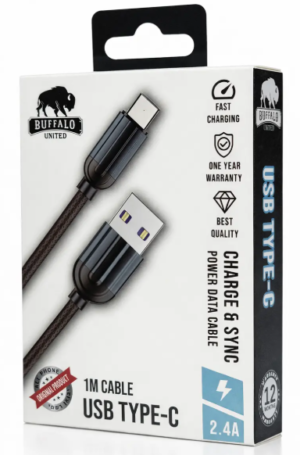 כבל טעינה וסנכרון USB Type-C באורך 1 מטר – Buffalo